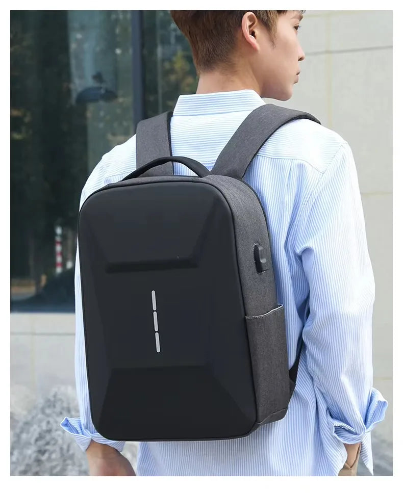 Hard Shell Laptop Backpack  Waterproof & USB Charging