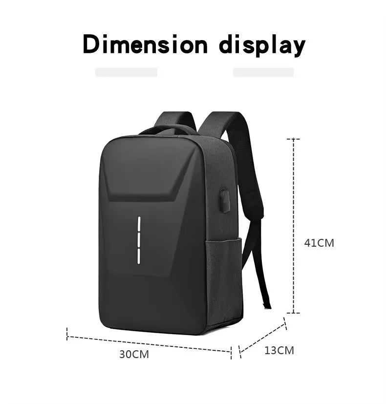 Hard Shell Laptop Backpack  Waterproof & USB Charging