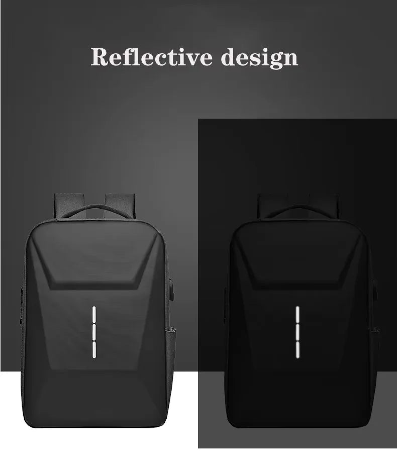 Hard Shell Laptop Backpack  Waterproof & USB Charging