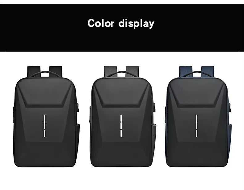 Hard Shell Laptop Backpack  Waterproof & USB Charging