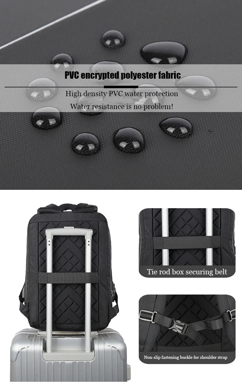 Hard Shell Anti-Theft Laptop Backpack — Waterproof & USB Charging