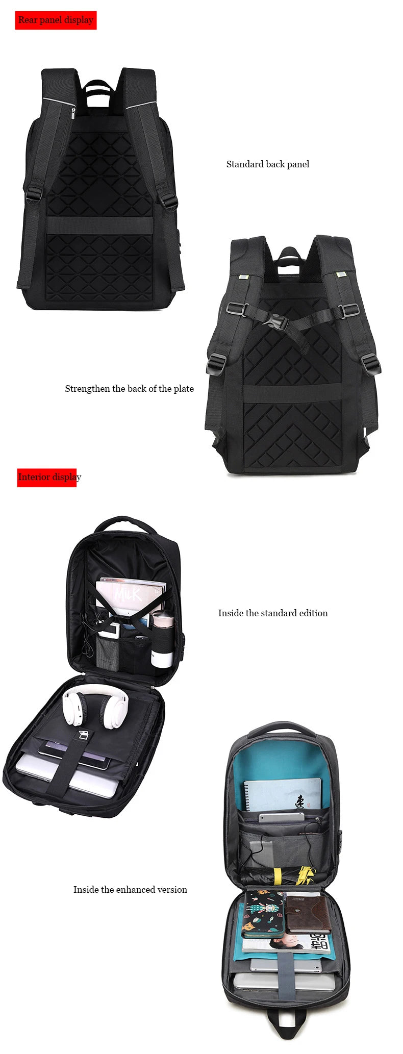 Hard Shell Anti-Theft Laptop Backpack — Waterproof & USB Charging