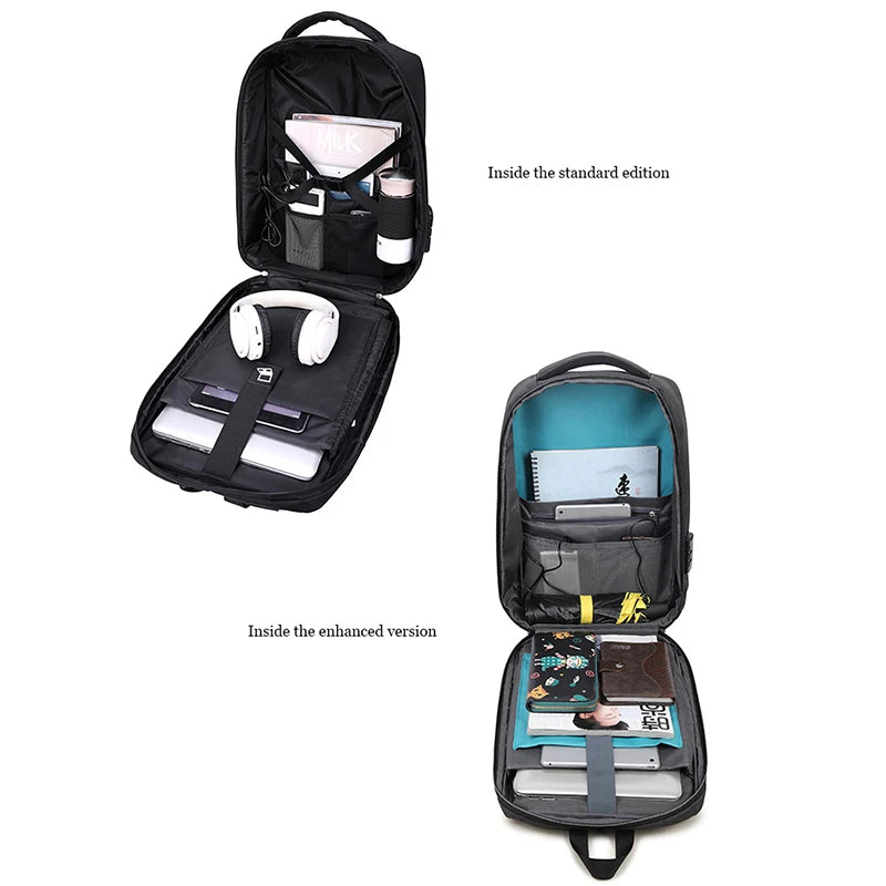 Hard Shell Anti-Theft Laptop Backpack — Waterproof & USB Charging