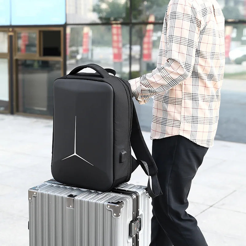 Hard Shell Anti-Theft Laptop Backpack — Waterproof & USB Charging