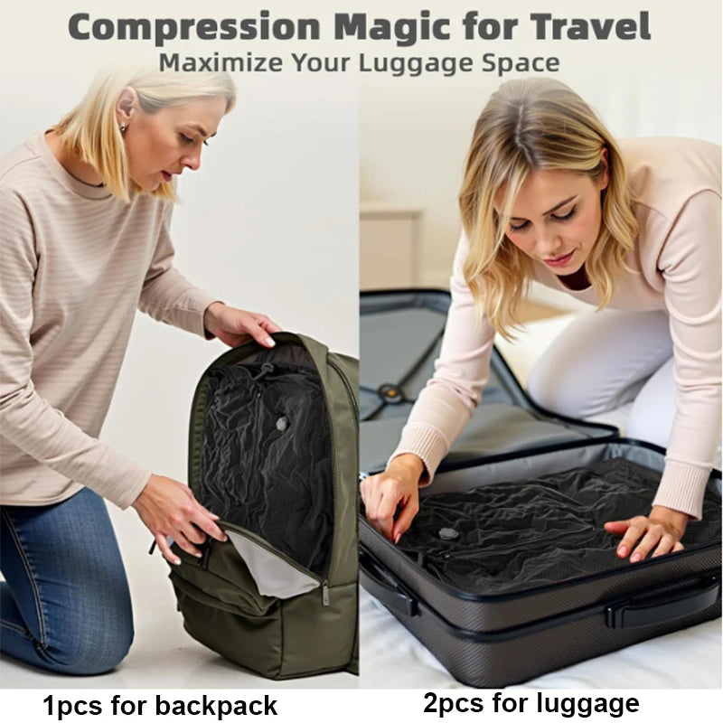 Travel Vacuum Compression Bags — Electric Pump | Pack & Save Space
