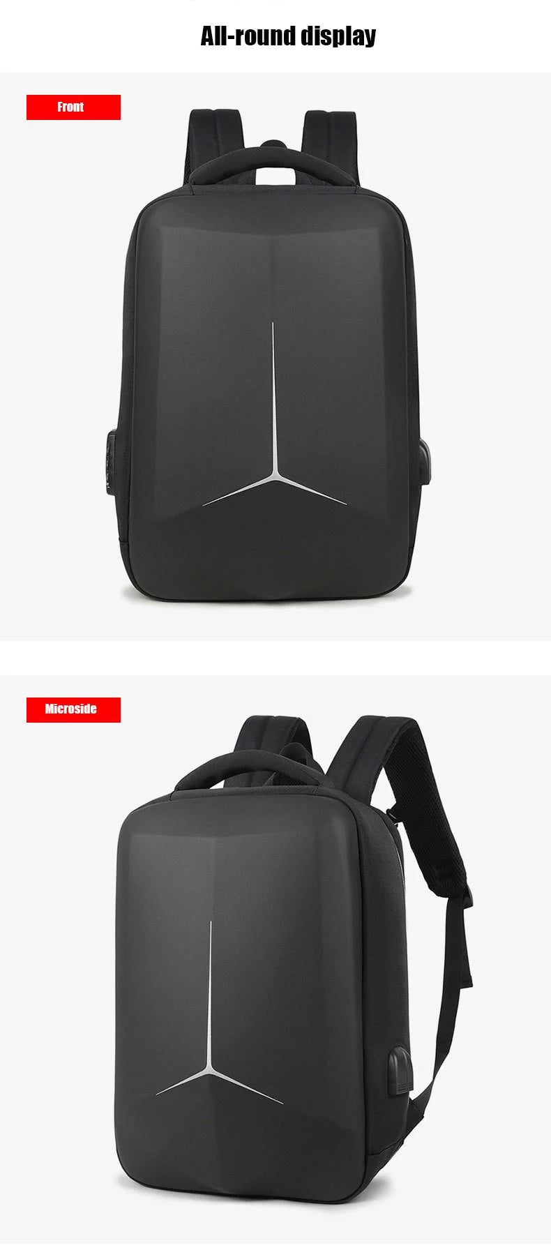 Hard Shell Anti-Theft Laptop Backpack — Waterproof & USB Charging
