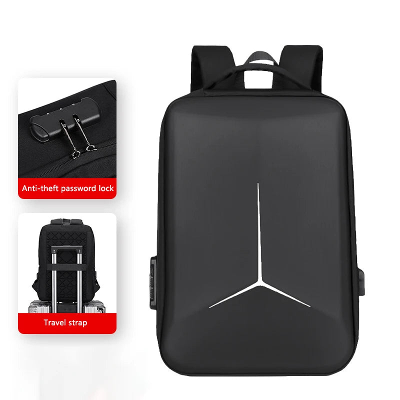 Hard Shell Anti-Theft Laptop Backpack — Waterproof & USB Charging