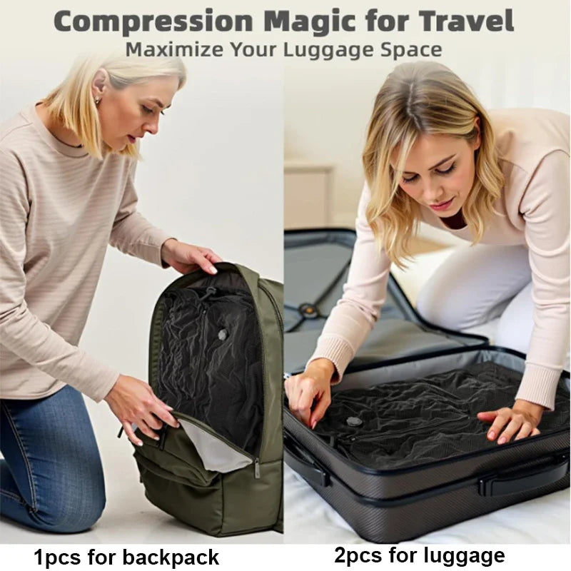 Travel Vacuum Compression Bags — Electric Pump | Pack & Save Space