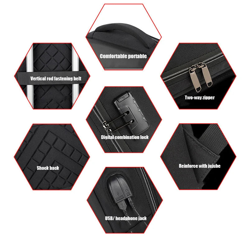 Hard Shell Anti-Theft Laptop Backpack — Waterproof & USB Charging